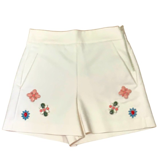 Zara Woman High-Waist Colorful Bead-Embellished Shorts in Creamy Off-White, XS - Picture 2 of 8